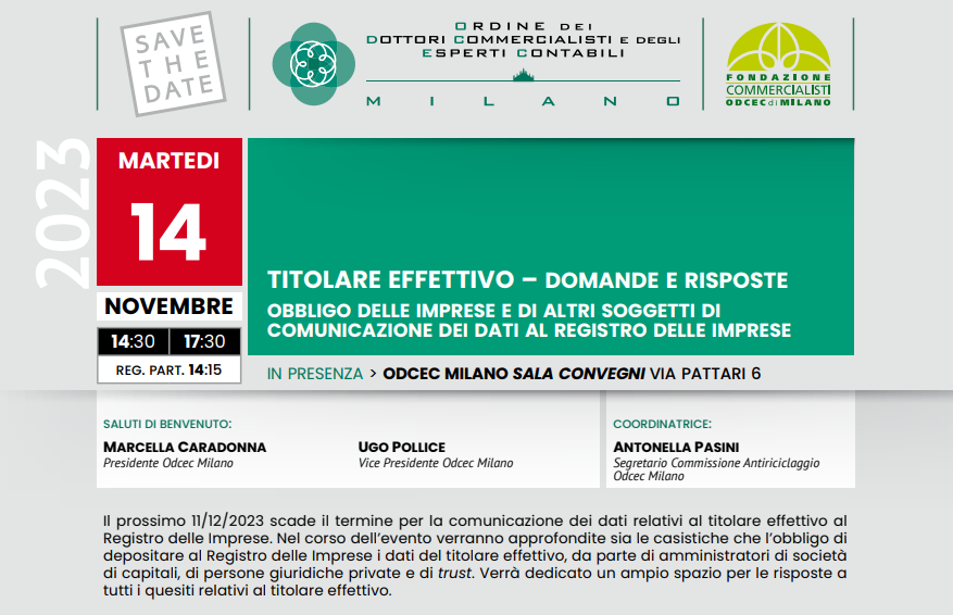 TITOLARI EFFETTIVI EVENTO